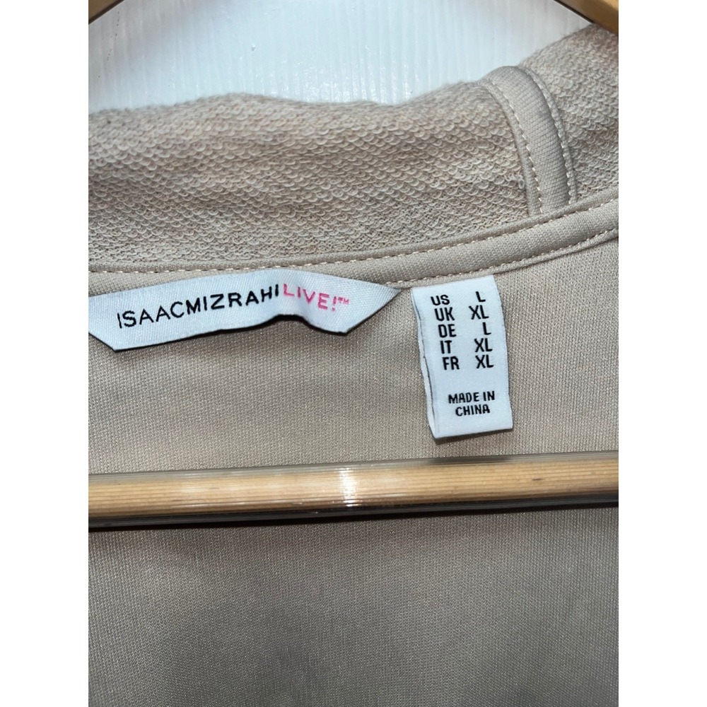 Isaac Mizrahi Live QVC Gold Sequin Zip Hoodie Large Oatmeal Raglan Sparkle Luxe - Picture 6 of 10